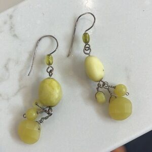 Yellow and silver  beaded and stone  earrings